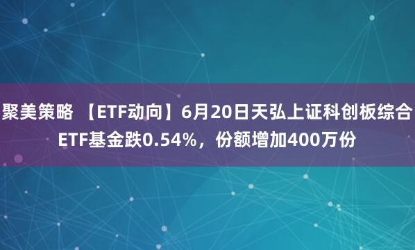 聚美策略 【ETF动向】6月20日天弘上证科创板综合ETF基金跌0.54%，份额增加400万份
