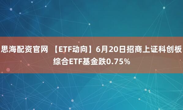 思海配资官网 【ETF动向】6月20日招商上证科创板综合ETF基金跌0.75%